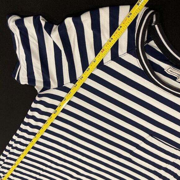 ~ Abercrombie & Fitch Womens Sleep Shirt Night Gown Blue Stretchy Short Sleeve - Picture 6 of 10